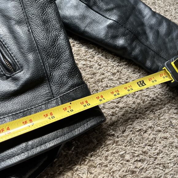 First Jafrum Leather Motorcycle Jacket Mens M Black Heavyweight Lined Vented - Picture 8 of 12